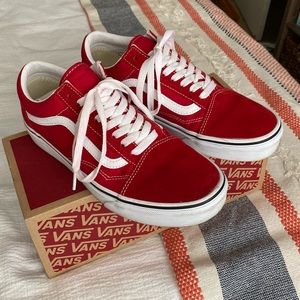 Old Skool Vans, Women’s size 9, Men’s size 7.5 color: RED